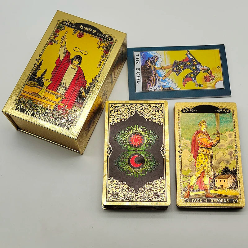 Fantastic 80 Pieces Silver foil Tarot Cards Waterproof PVC Quality With Flip Box As A Luxury Gift