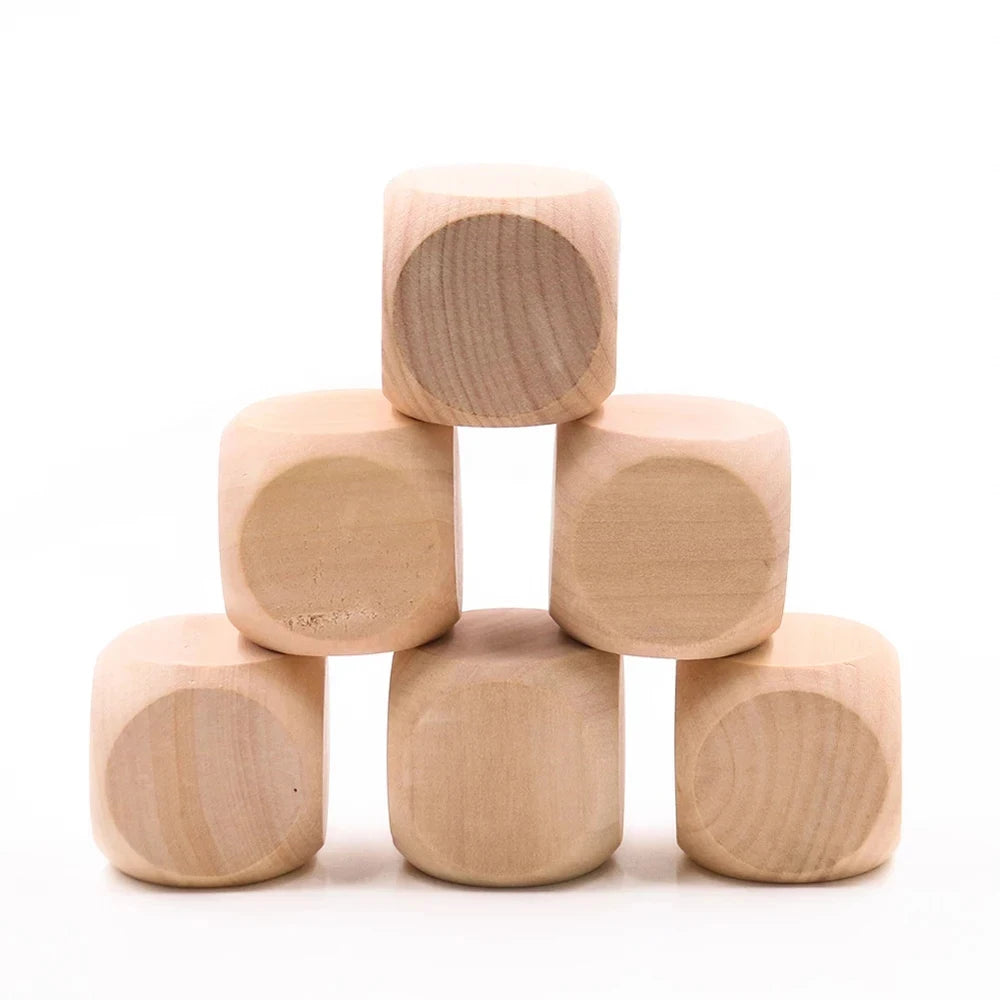 10 dados de madera en blanco, bloques cuadrados sin terminar, cubos de madera de 6 caras con esquinas redondeadas para proyectos de manualidades DIY