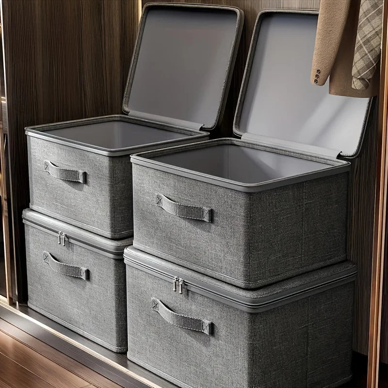 Caja de almacenamiento plegable multifuncional con cubierta de tela, caja de almacenamiento de edredones de gran capacidad, caja de almacenamiento de sujetadores, organizador de ropa interior