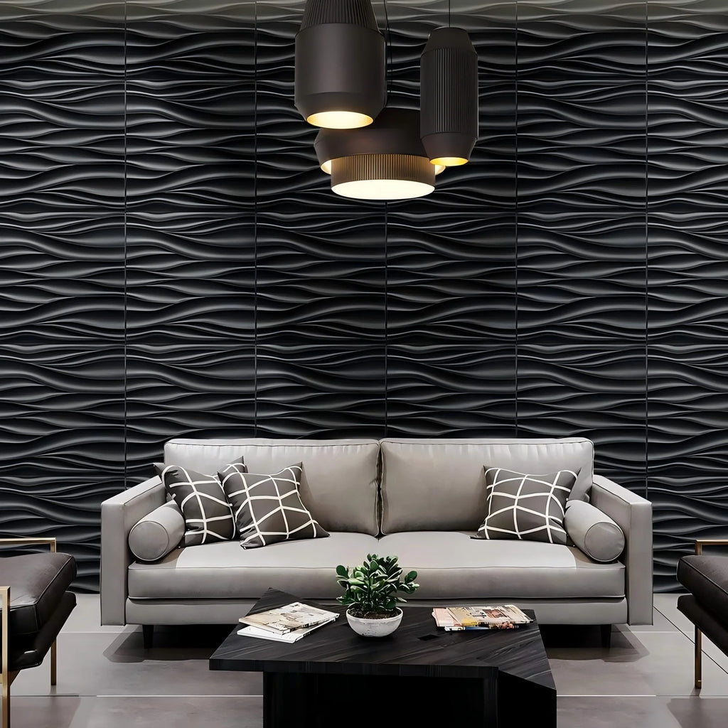 Paneles de pared de onda tridimensionales de 30x30 cm, decoración de pared interior, papel tapiz pintable, paneles de revestimiento de pared 3D para sala de estar