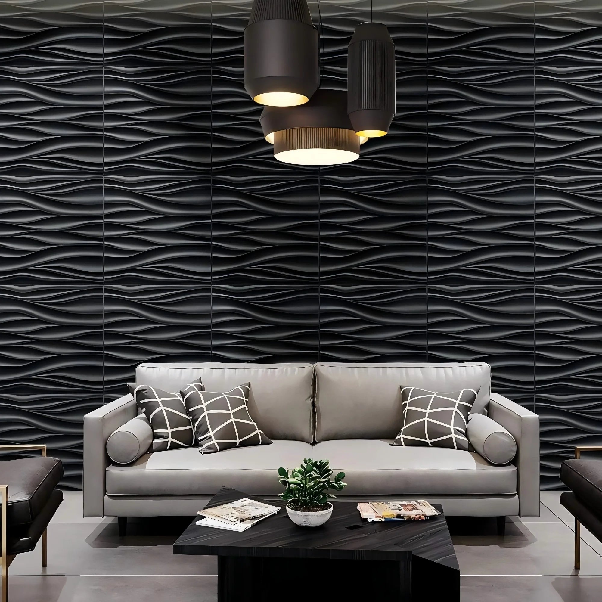 Paneles de pared de onda tridimensionales de 30x30 cm, decoración de pared interior, papel tapiz pintable, paneles de revestimiento de pared 3D para sala de estar