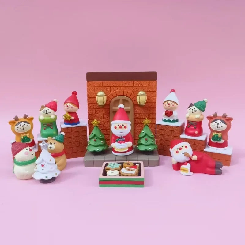 Ornements de Noël en Résine Scènes Maison Jouets Tendance Figurines Décorations Poupées ZAKKA Chats 2025 Petits Ornements