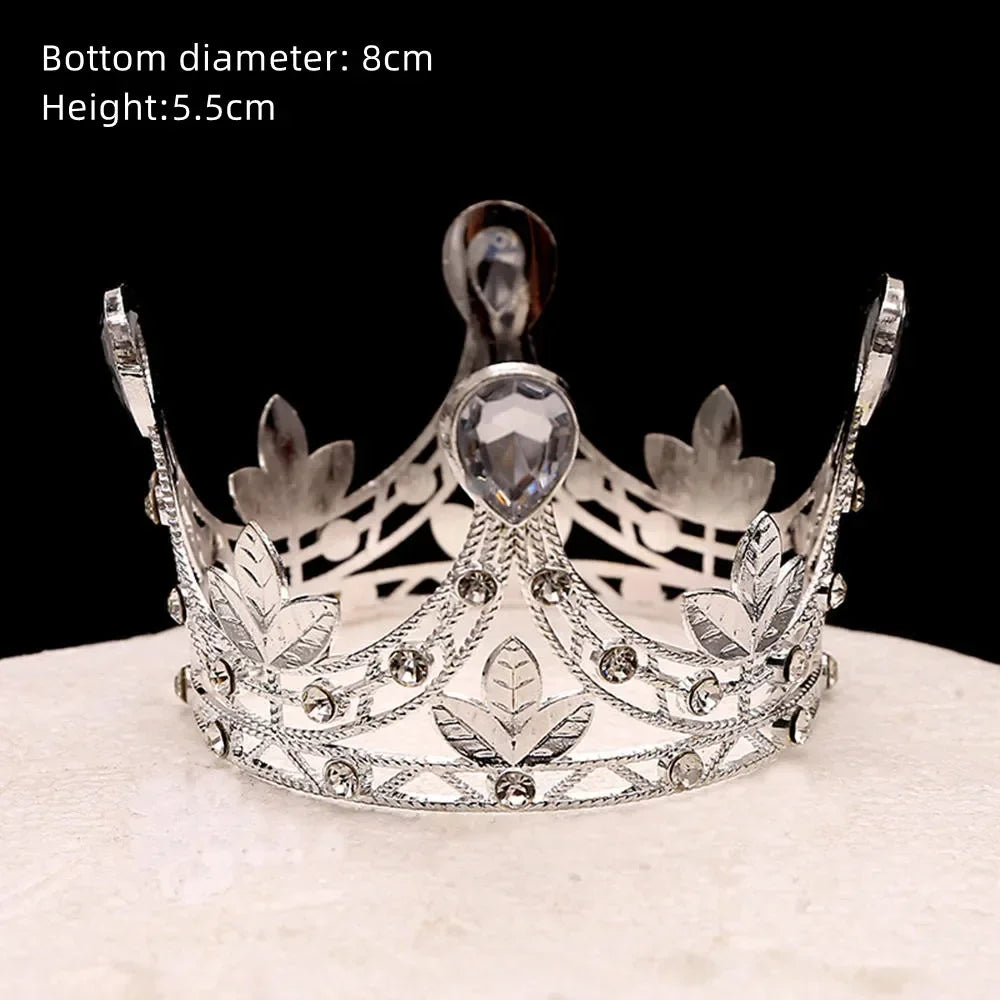 Nouveau Topper de Gâteau en Strass Couronne Chapeau Décoration Accessoires de Cheveux pour Enfants Princesse Fête de Mariage Anniversaire Fournitures