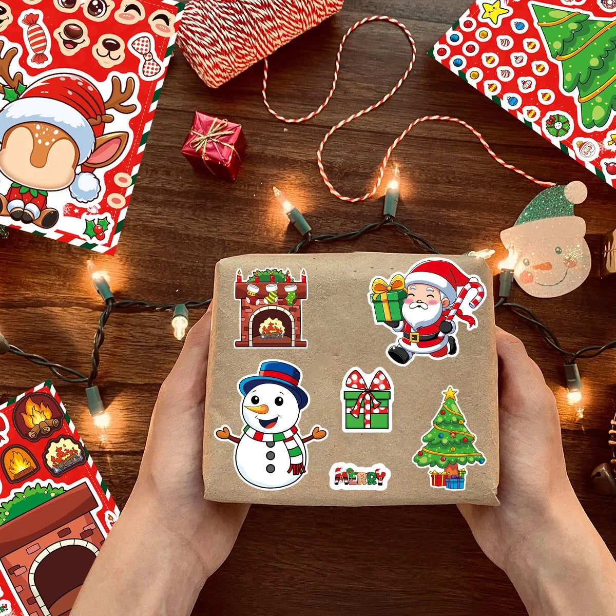8/16PCS Pegatinas de Rompecabezas de Navidad Pegatinas DIY Pegatinas de Regalo Pegatinas de Fiesta Pegatinas de Imágenes Pegatinas Creativas