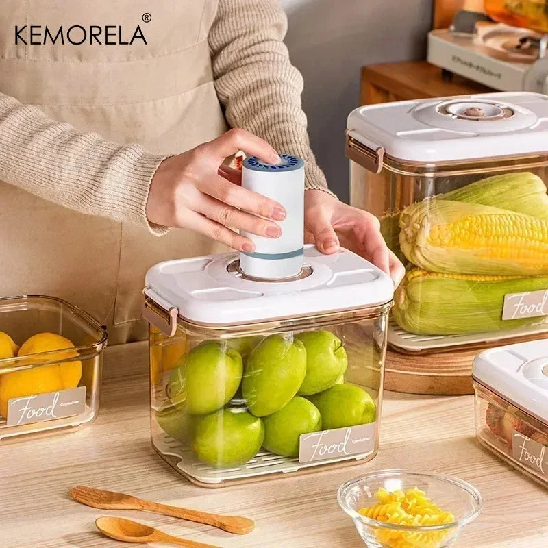 Boîte de conservation sous vide alimentaire Scellée Boîte de cuisine pour conserver la fraîcheur Grande capacité Conteneur de stockage alimentaire transparent avec pompe à vide