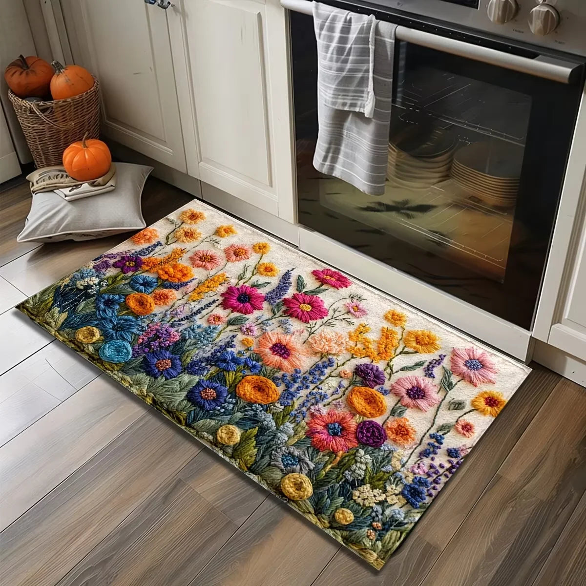 VIKAMA Alfombra de flores de colores Felpudo Alfombra impermeable para puerta Dormitorio Sofá Alfombra de suelo Alfombras suaves de noche Decoración del hogar