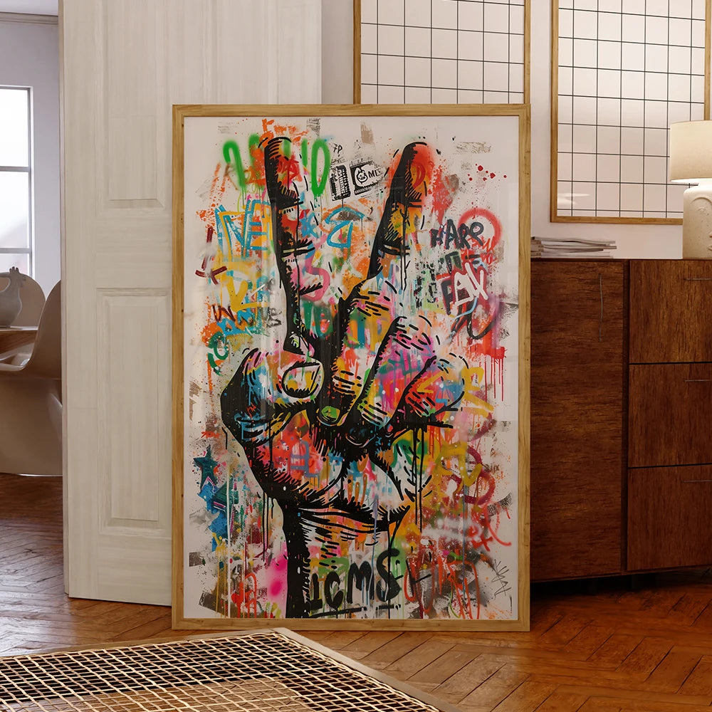 Arte Moderno Pop Art Graffiti Callejero Abstracto Sí Gesto Arte De Pared Lienzo Pintura Carteles Para Sala De Estar Dormitorio Decoración Del Hogar