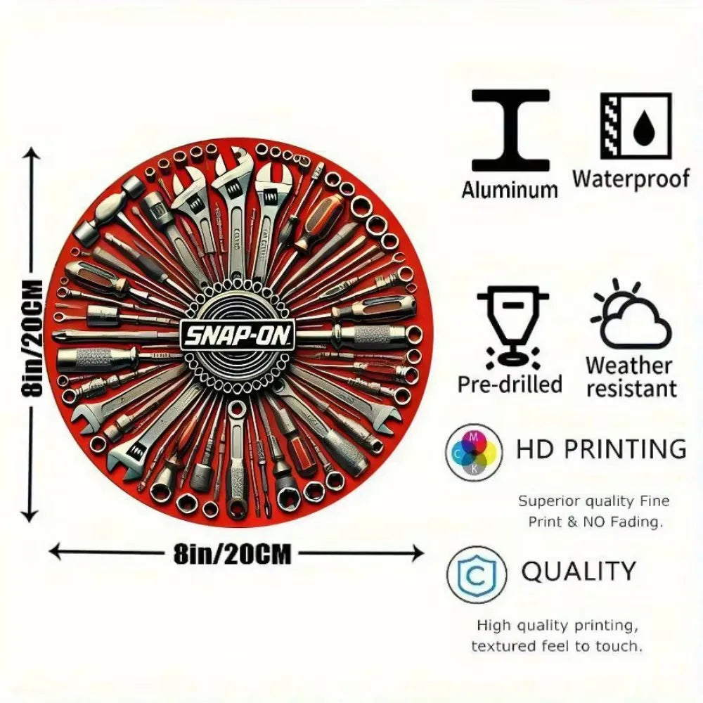 UniqueVintage - Cartel decorativo de pared de aluminio con diseños de herramientas, llave inglesa y destornillador - Ideal para la decoración del hogar y bares
