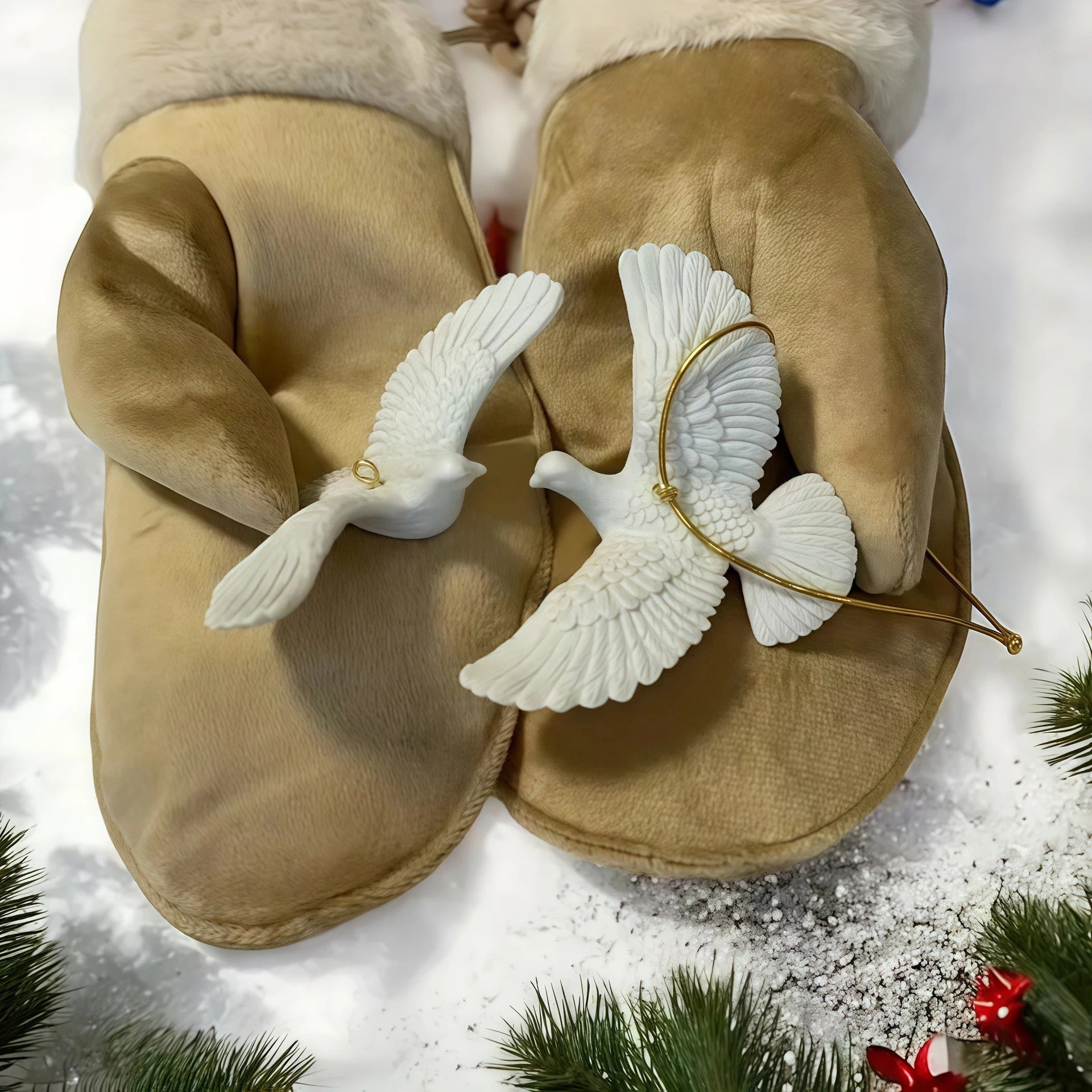Style Colombe de l'amitié - Ornement de Noël en résine Maman, j'ai raté l'avion 2 Ornements de Noël colombes pour sapin de Noël - Meilleur cadeau pour quelqu'un de spécial