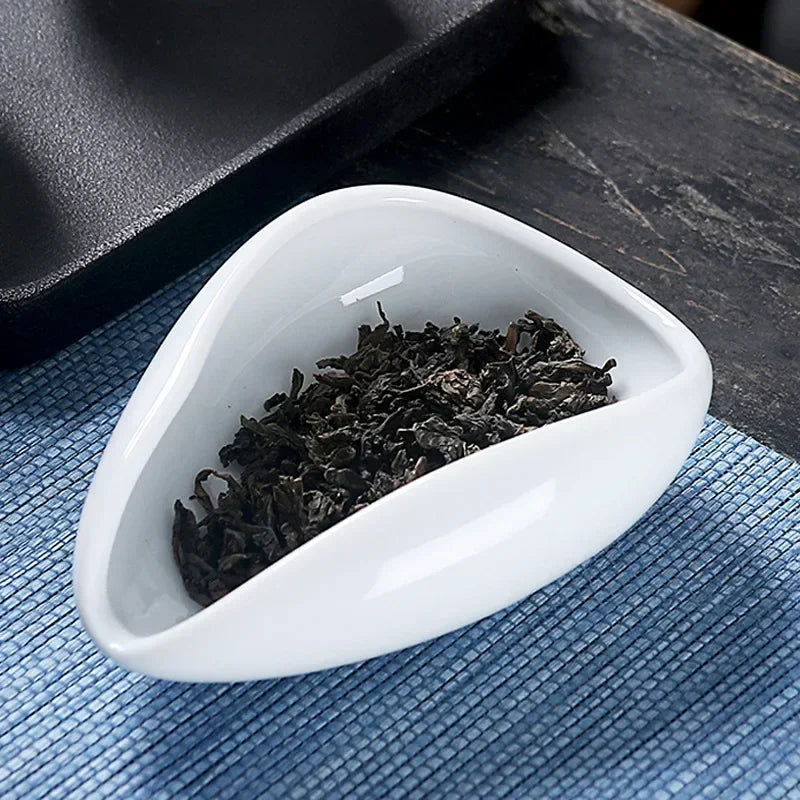 Plateaux de dosage pour grains de café, en céramique, blanc pur, porcelaine lisse, cuillère à café, séparateur de thé, récipient, cuillère à grains de café, pelle, plateaux à thé