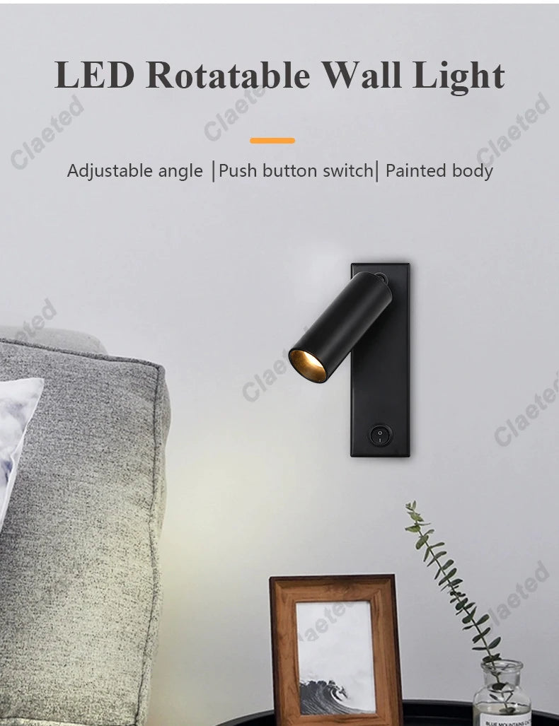 Nouvelle Applique Murale LED avec Interrupteur, en Laiton Noir, Lampe de Lecture Murale Créative avec Port USB et Spot de 3W pour Chambre à Coucher, Chevet