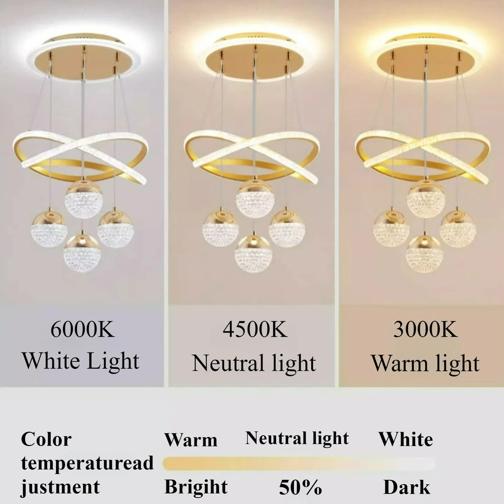 Suspension LED avec Télécommande, Intensité Lumineuse Réglable sur Trois Couleurs, Luminaire Simple pour Salon, Salle à Manger, Bar, Comptoir, Escalier