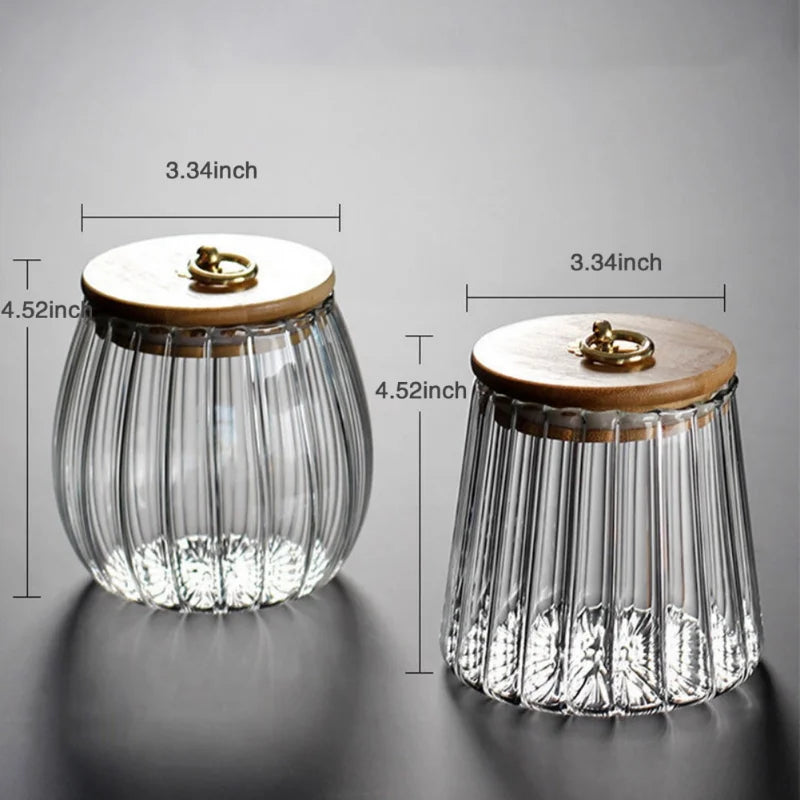 Bocaux de rangement de cuisine, pots en verre hermétiques, boîtes à grains, thé, café, bonbons, récipients avec couvercle en bois