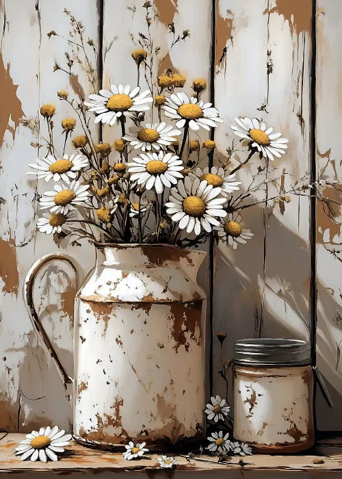 Jarrón de flores de naturaleza muerta, decoración de pared de pintura botánica vintage, jarrones antiguos vintage, impresiones estéticas, pintura de lienzo de olivo