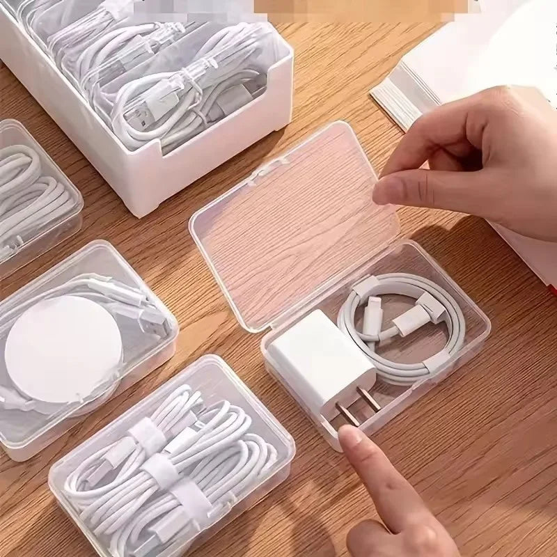 Organizador de accesorios de joyería para cables, caja de almacenamiento de plástico duradero, suministros de oficina diarios, gestión de cables de carga