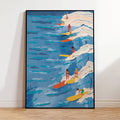Affiches d'Art Mural Modernes Vagues de Surf Bleues Sérénité Toile Imprimée Peinture Tableau pour Salon Chambre Décoration Maison Étanche