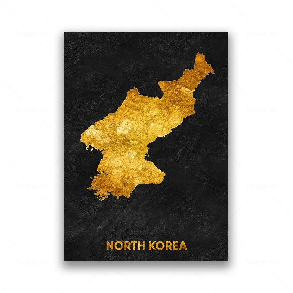 Classic Abstract Wall Art Black Gold Lebanon Country Map HD Canvas Print Poster Home Living Room Bedroom Decoration