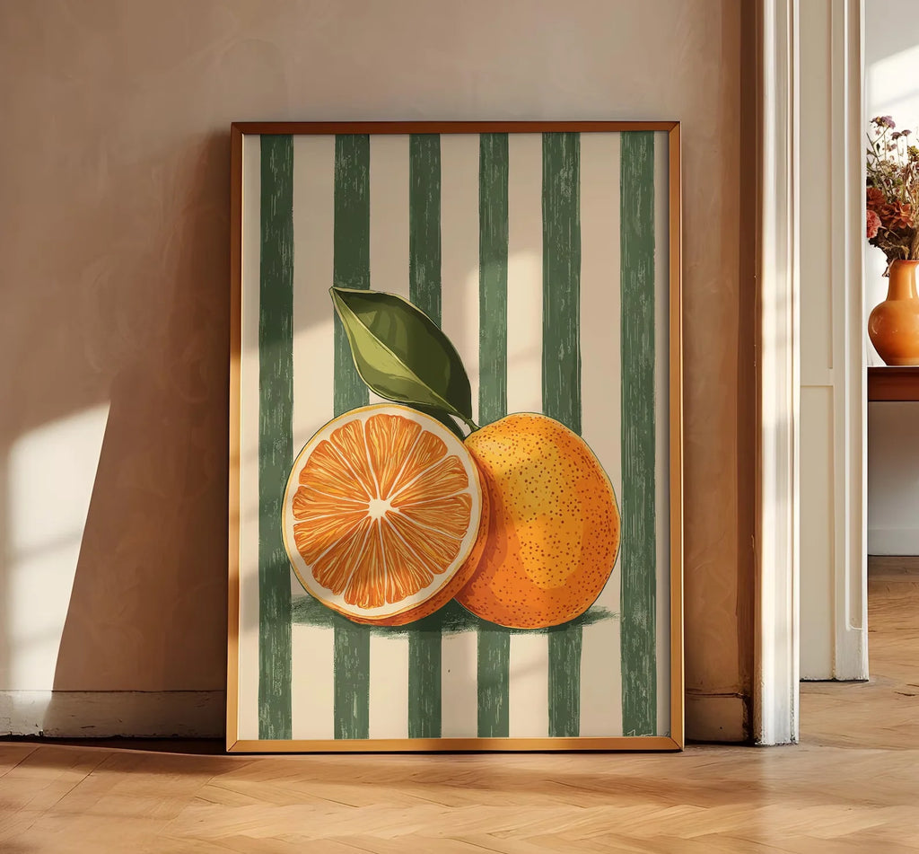 Décor mural orange, Affiche de fruits orange, Peinture murale de cuisine de ferme, Impressions de cuisine, Art culinaire tendance, Art de cuisine rétro, Frui