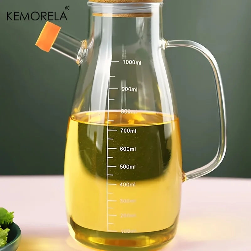 KEMORELA 1PC Botella de Cristal para Aceite de Oliva, Botella Antifugas de Aceite sin BPF, para Cocina, Barbacoa al Aire Libre, Picnic, Contenedor de Condimentos, Suministros de Cocina