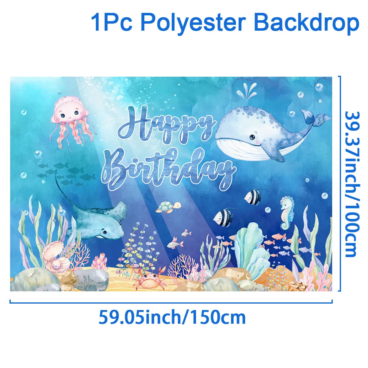 Decoración de fiesta de cumpleaños con temática del océano de verano bajo el mar, fondo para niños y niñas, linda decoración de delfines y estrellas de mar, accesorios para pancartas de eventos.