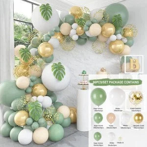 Kit Arche de Guirlande de Ballons Vert Sauge Décoration de Fête d'Anniversaire de Mariage Enfants Adultes Ballons de Mariage Décor de Baby Shower Globos