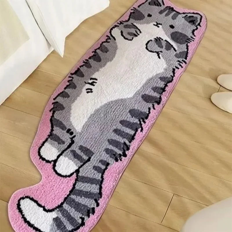 Alfombra de Gato de Dibujos Animados VIKAMA - Felpudo Cálido y Suave para Sala de Estar, Dormitorio, Mesita de Noche, Habitación Infantil - Cómoda Decoración del Hogar