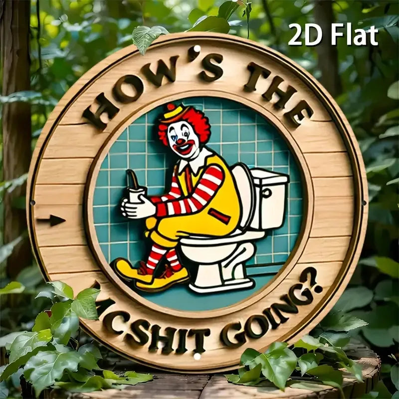 [Payaso Vintage] 1 letrero vintage de pared de aluminio con diseño de payaso | Plano 2D | Aluminio | Decoración humorística, duradero | Hogar, Garaje