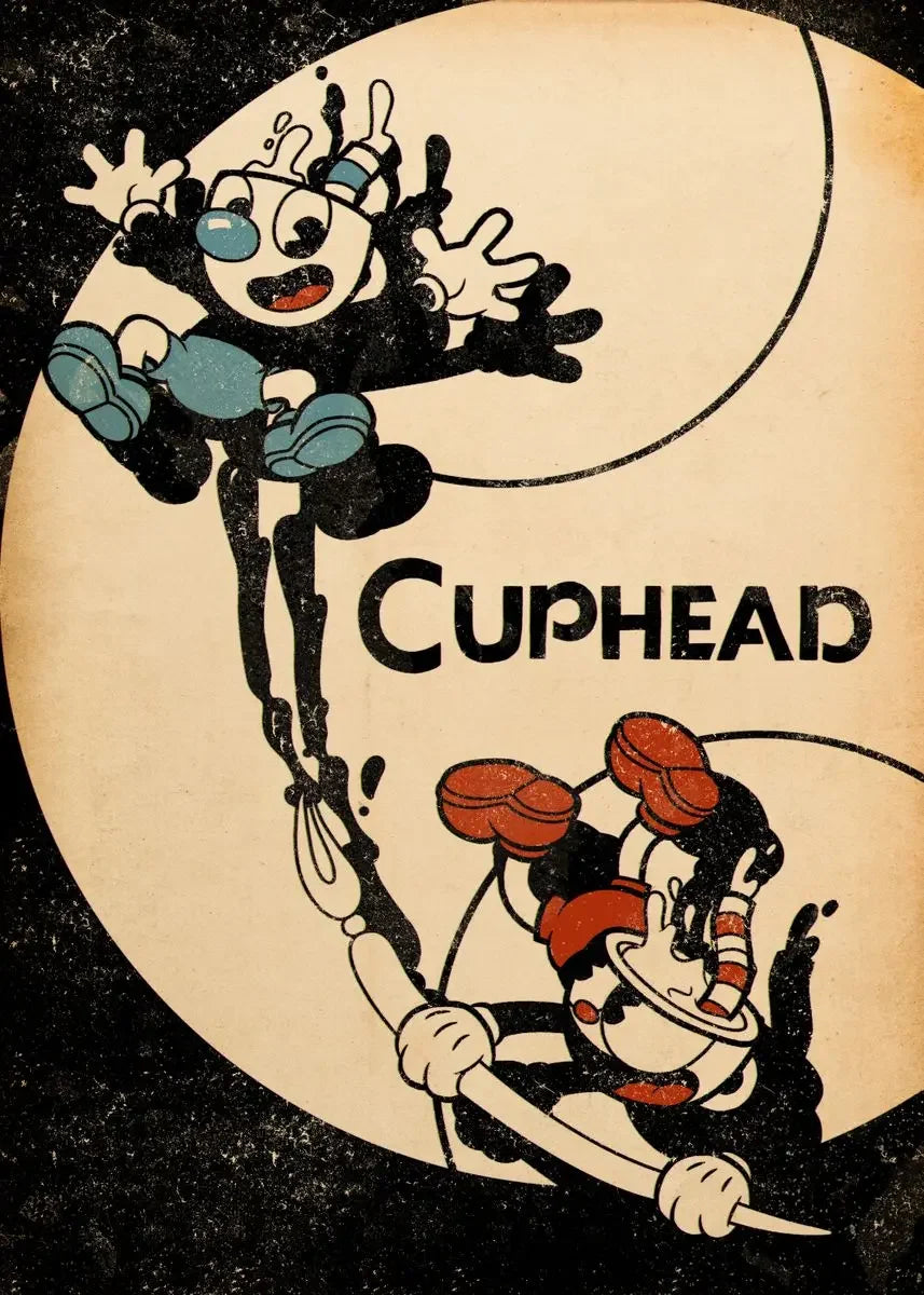 Clásico Retro Arte de Pared Juego Anime Cuphead Personajes de Caricatura Póster Impreso en Lienzo HD Decoración para el Hogar Sala de Estar Dormitorio