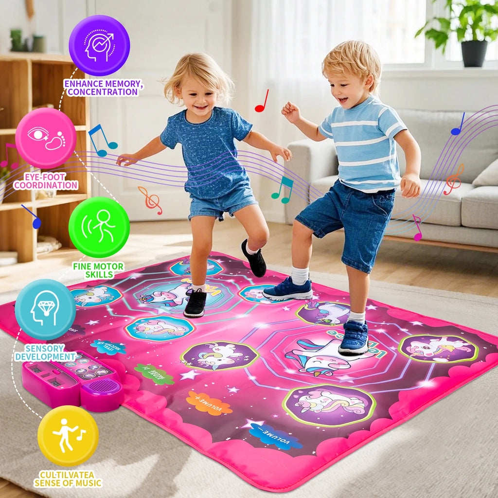 Tapis de danse pour enfants Couverture de musique électronique Tapis de sol pour enfants Mode double joueur avec 9 niveaux Jouets éducatifs Cadeaux pour enfants