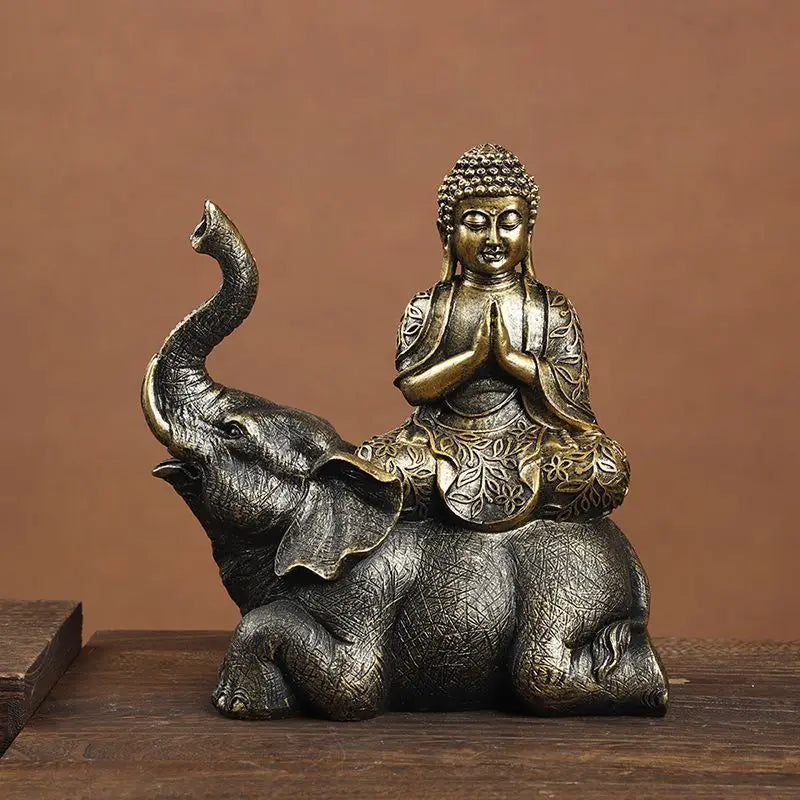 Statue Bouddha Éléphant Thaïlande Bouddha Résine Figurines Bouddhisme Fengshui Hindou Bouddha Assis Figurine Décoration Maison Salon Cadeau