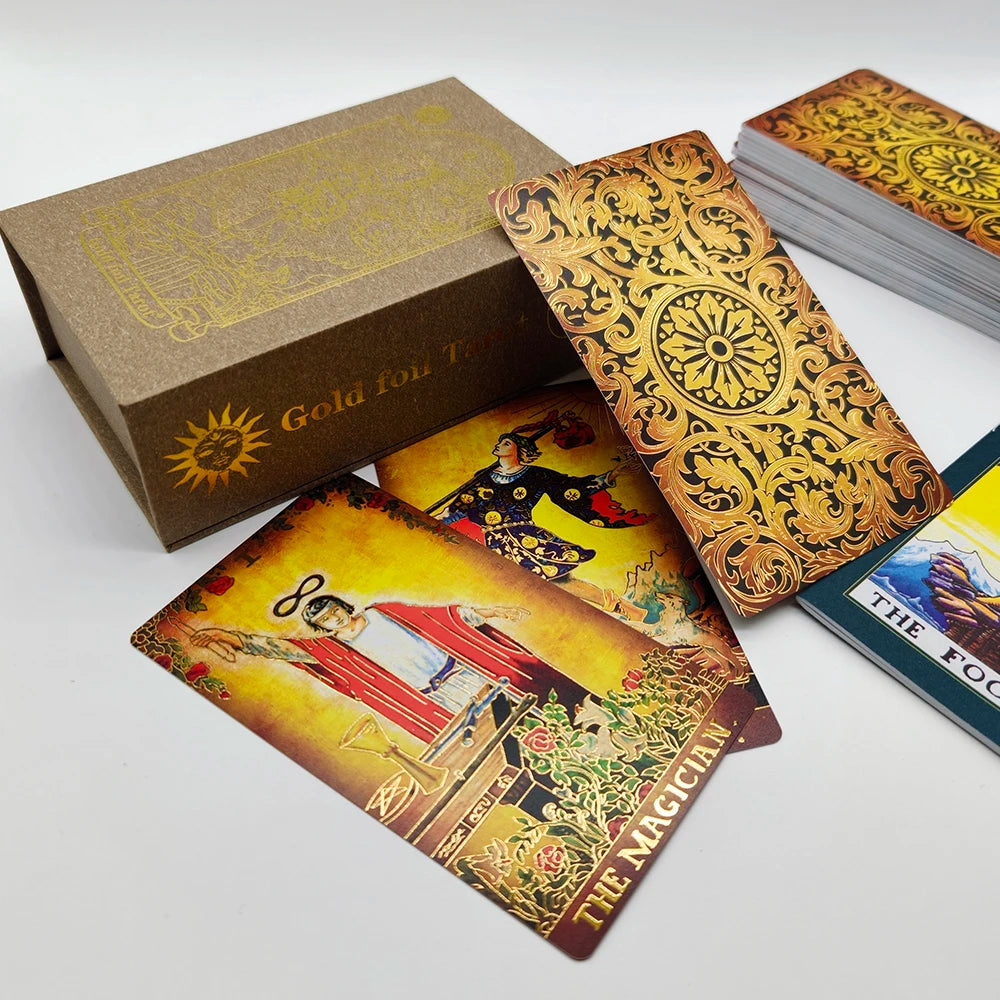 Nouvelle Arrivée Superbe Jeu de Cartes en Plastique Tarot Vintage 3D Luxe Cartes de Divination Imperméables Glaçées avec Effet Pailleté