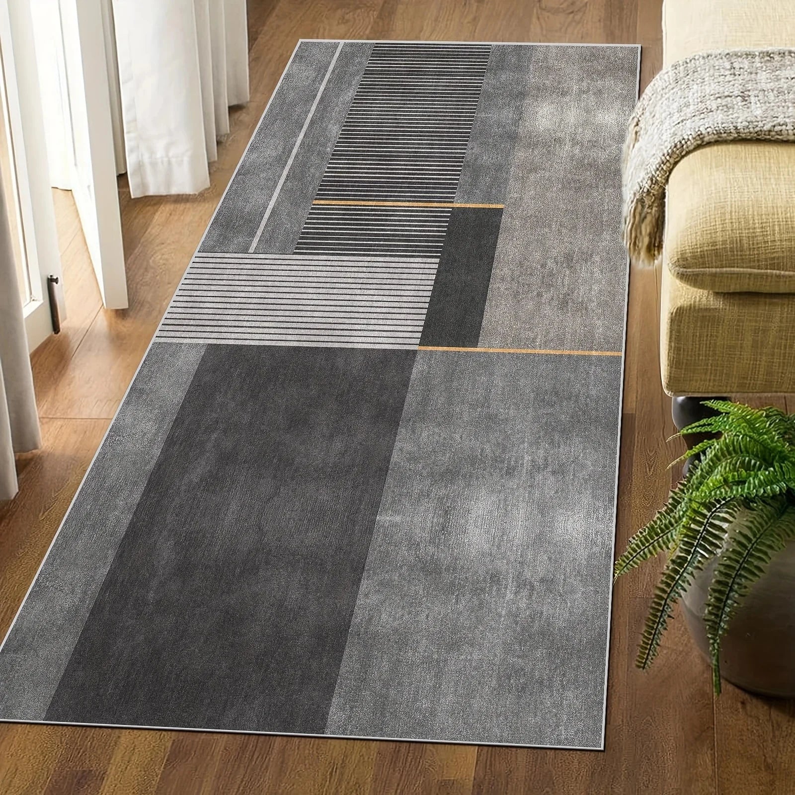 Tapis géométriques minimalistes VIKAMA – Idéaux pour les couloirs, les tapis de cuisine et les paillassons d'entrée – Décoration d'intérieur durable et facile d'entretien