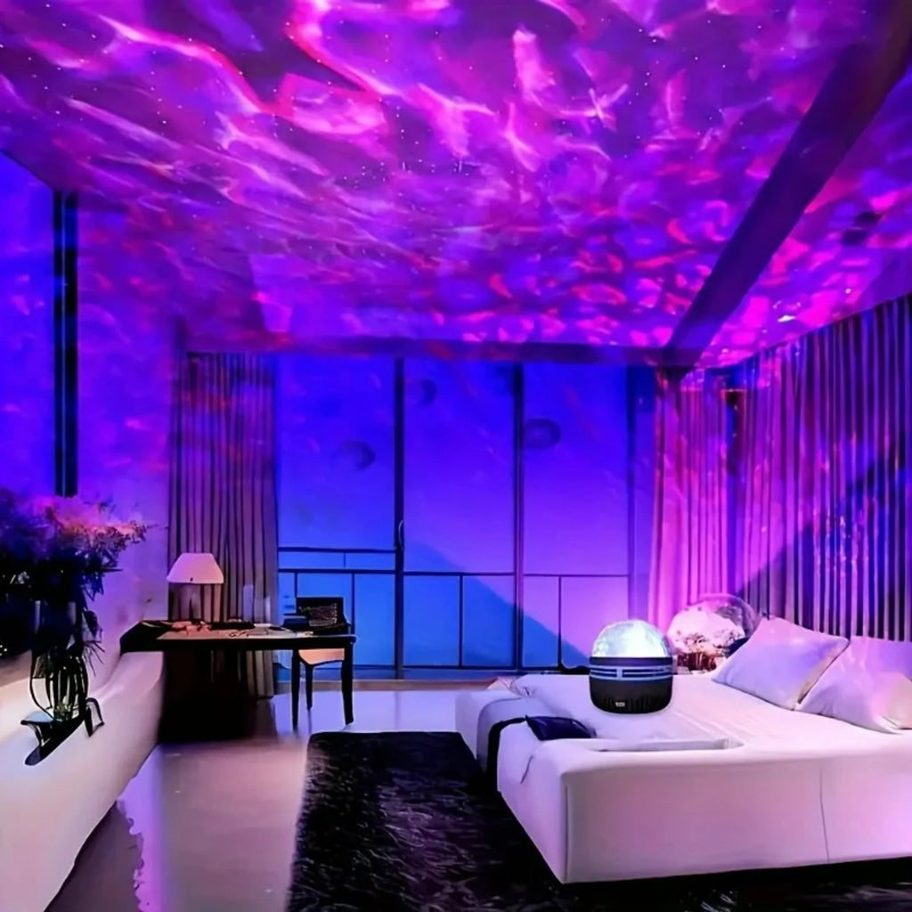 Lámpara de proyección de atmósfera con proyector LED Galaxy Light RGB Starry Sky, control remoto de Navidad y Halloween, 7 colores, giro automático en casa