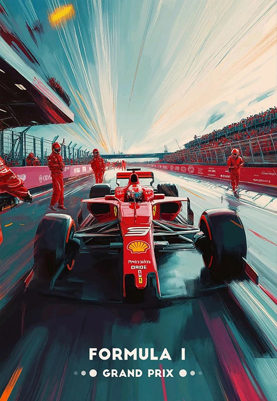 Iconic Formula 1 Racing Grand Prix Poster F1 Super Cars Aesthetic Wall Decor Racing Car Fans Home Room Wall Art Canvas Painting