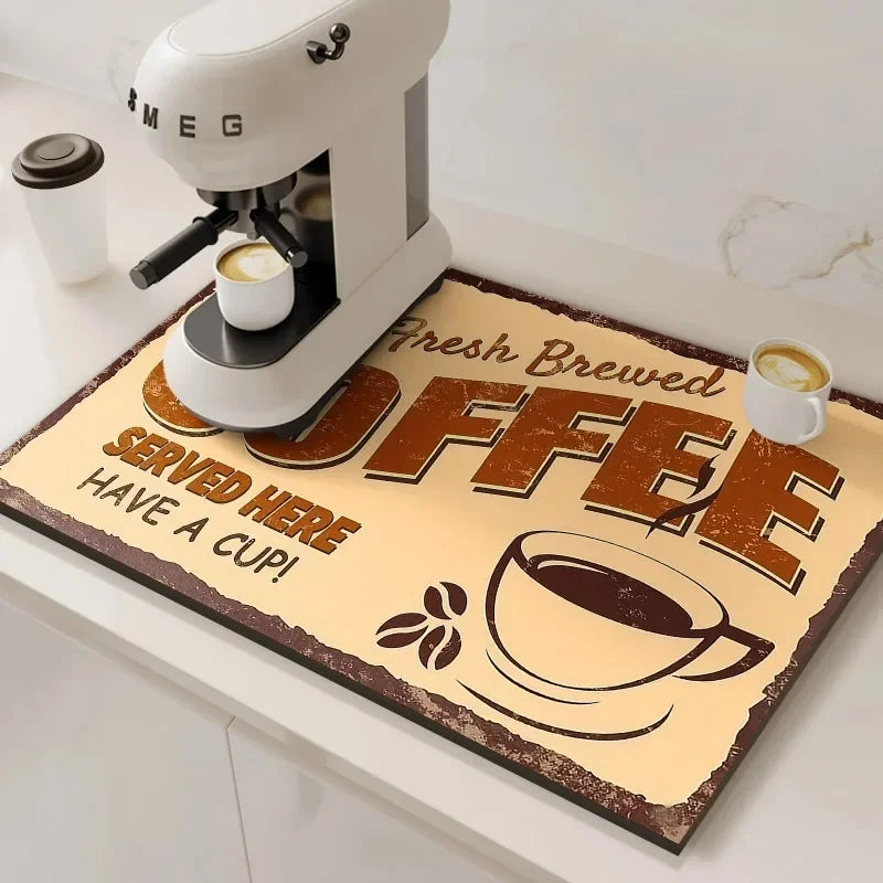 Alfombrilla Absorbente para Cafetera VIKAMA, Absorbente de Agua y Aceite, Escurridor de Platos de Cocina, Alfombrilla Absorbente de Secado Rápido, Alfombrilla para Platos, Decoración del Hogar