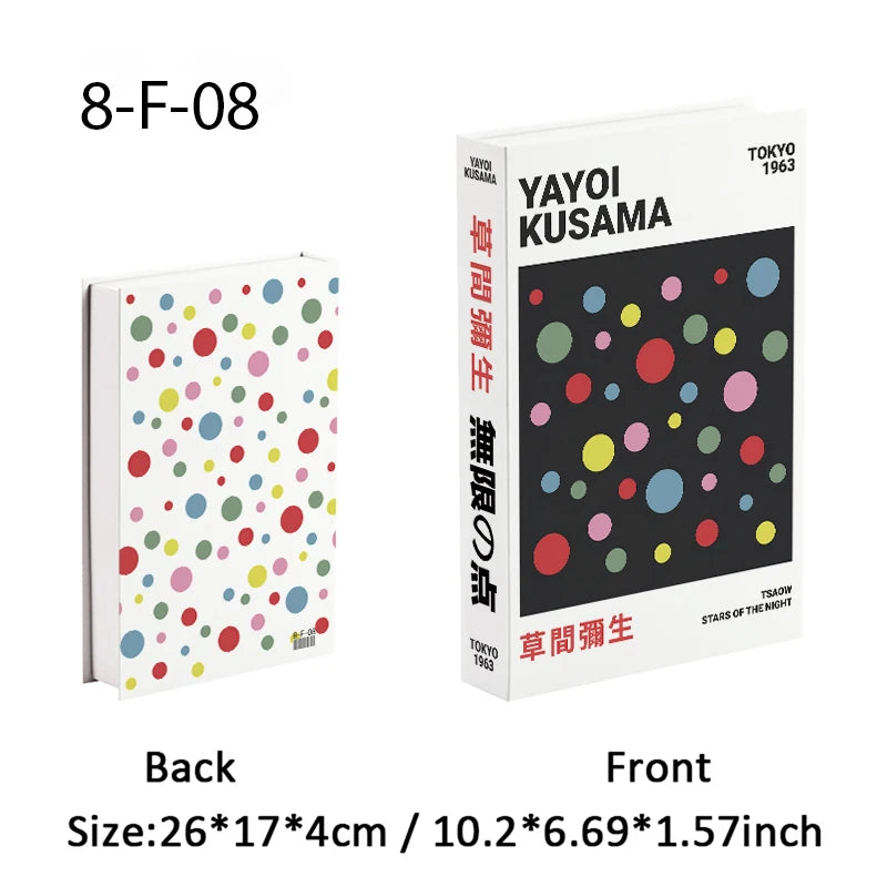 Yayoi Kusama Libros Decorativos de Lujo Abríbles Caja de Almacenamiento de Libros Falsos Adornos de Decoración para el Hogar Decoración de Mesa de Escritorio para Habitación Japonesa