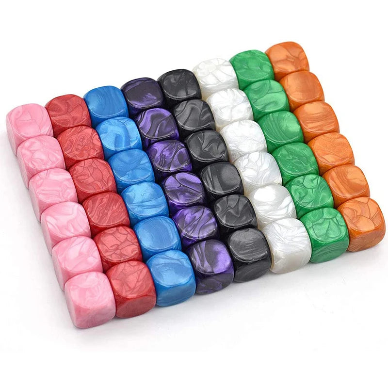 10 pièces/lot Dés à coins arrondis Motif perlé Dés vierges brillants Accessoires de jeu DIY 16mm