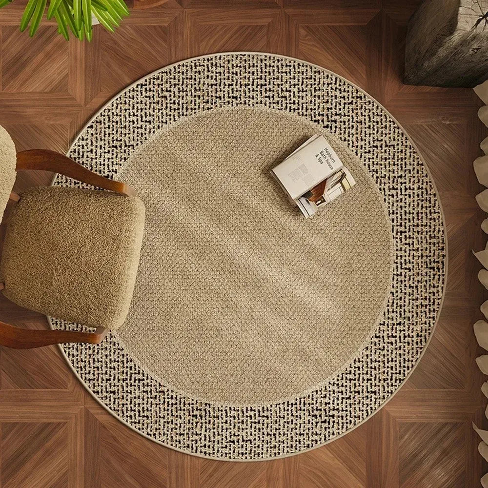 Alfombra decorativa redonda estilo Wabi-sabi japonés VIKAMA para sofá de sala de estar, alfombra para mesa de centro, cojín de suelo para silla giratoria de estudio