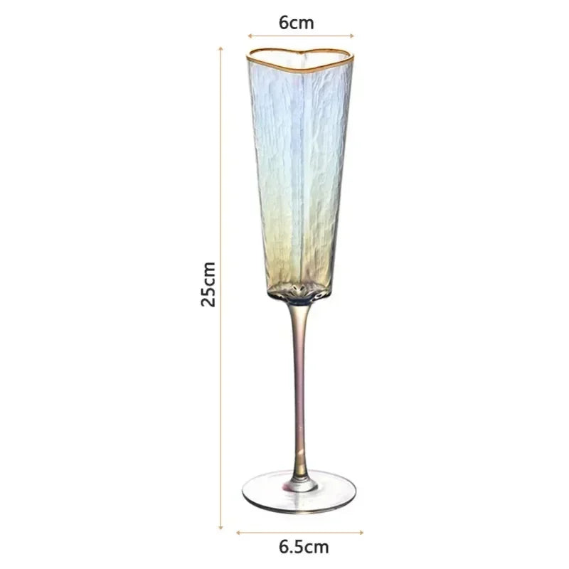 Verre à vin en forme de cœur à jante dorée, durable, pour la maison, les fêtes et les clubs.
