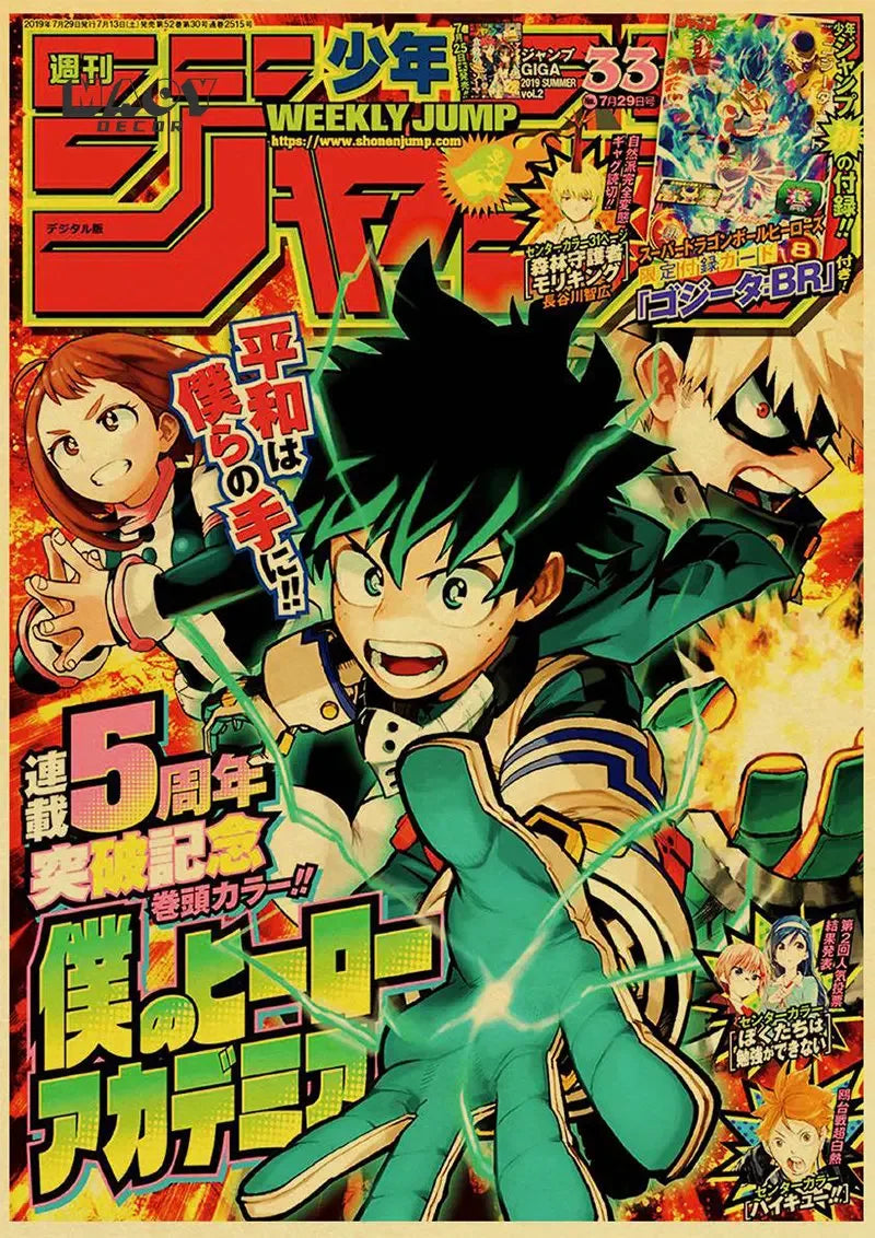 Póster de película de anime vintage en papel kraft JoJo's Bizarre Adventure/Jujutsu Kaisen/Demon Slayer Póster Decoración de pared para el hogar