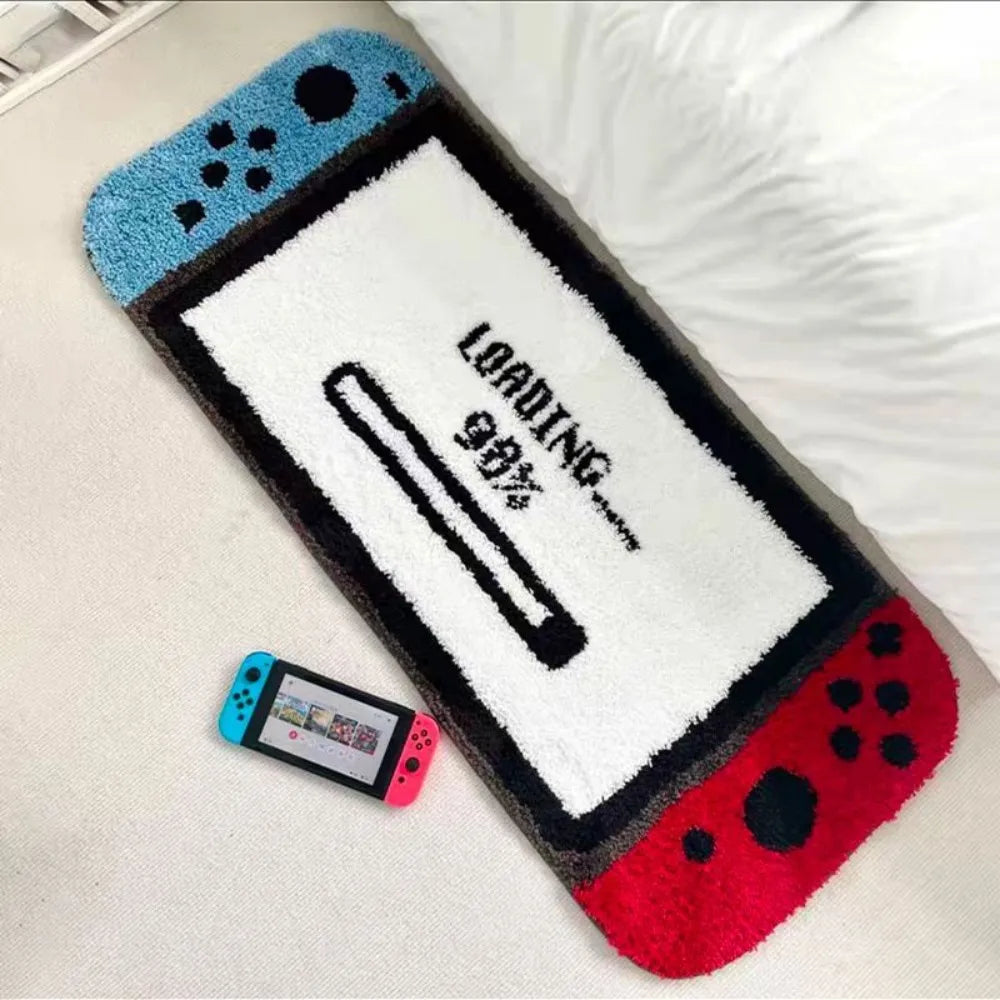 Alfombra con forma de mando de juego VIKAMA Alfombra de felpa de dibujos animados para dormitorio infantil, área de juegos, alfombrilla decorativa para el suelo, decoración del hogar