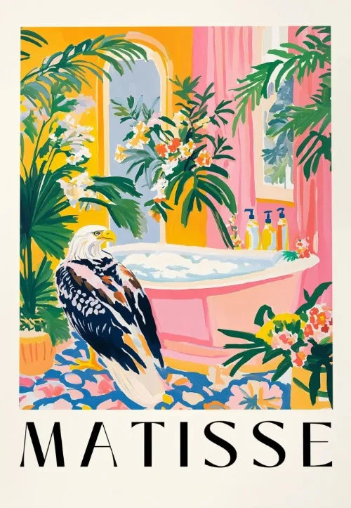 Matisse Animals in The Bathroom Poster Wild Animals Matisse Art Painting Wall Decor Colorful Wall Decoration Canvas Prints Gift