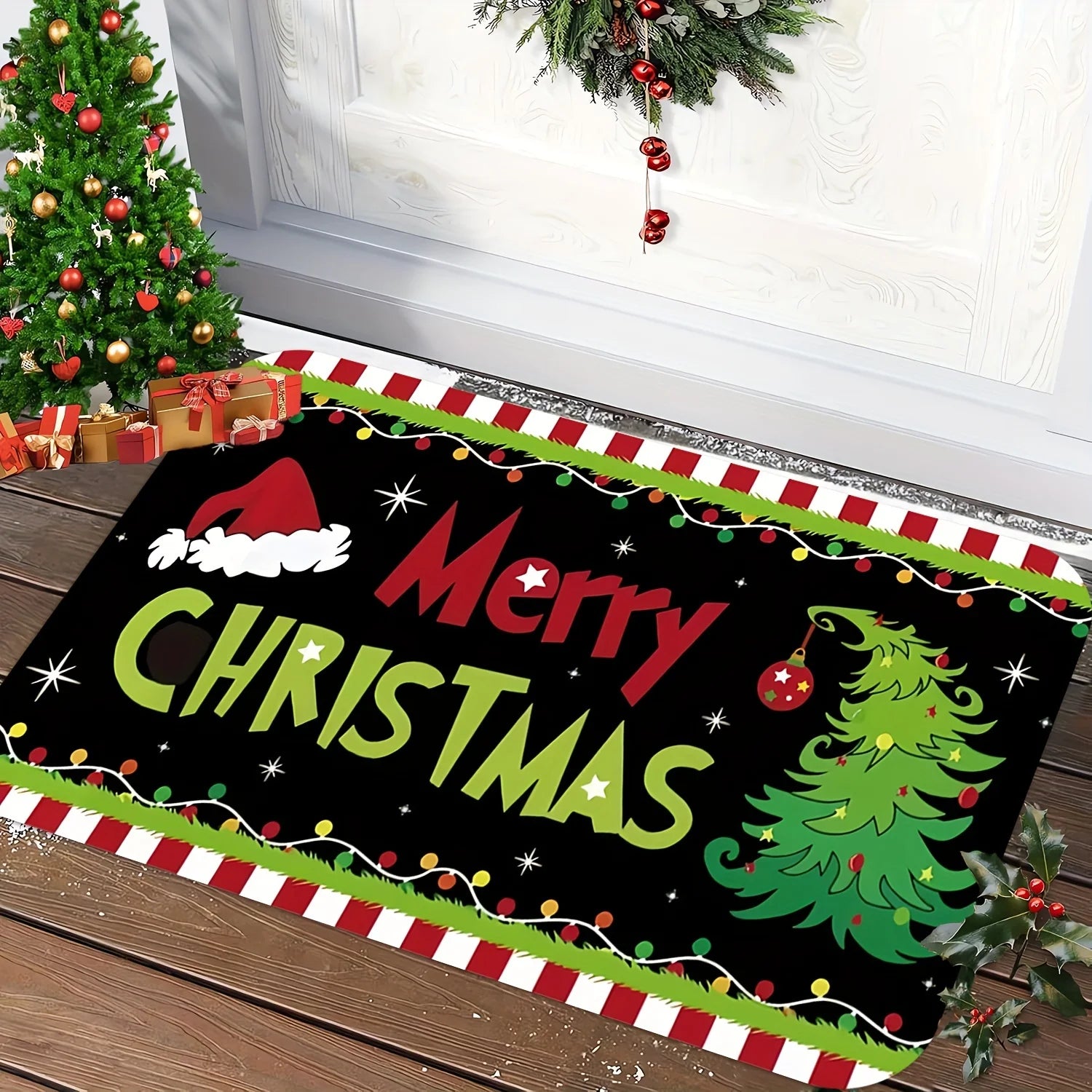 Tapis créatif de Noël VIKAMA Tapis de porte doux Tapis de bienvenue Tapis de salon Tapis de chambre Tapis d'extérieur Décoration de Noël