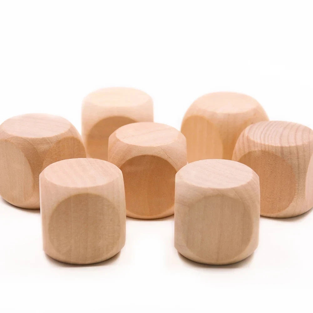 10 dados de madera en blanco, bloques cuadrados sin terminar, cubos de madera de 6 caras con esquinas redondeadas para proyectos de manualidades DIY