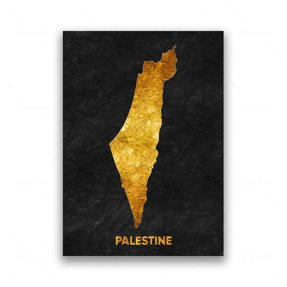 Classic Abstract Wall Art Black Gold Lebanon Country Map HD Canvas Print Poster Home Living Room Bedroom Decoration