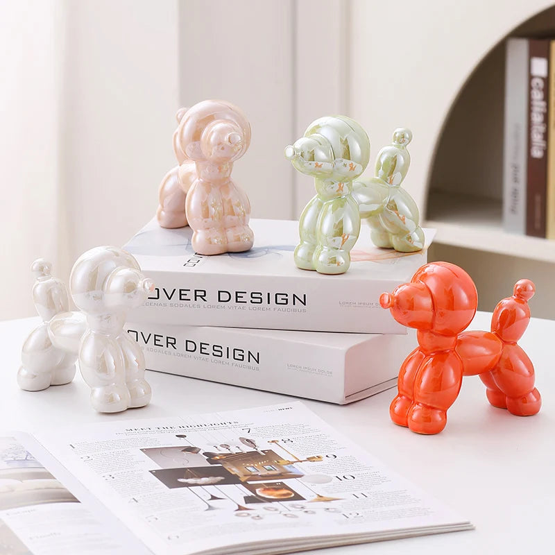 Figurine de chien en céramique, décoration d'intérieur, accessoires de décoration de chambre, sculptures décoratives d'animaux nordiques pour le bureau
