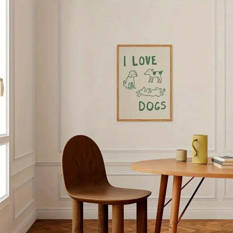 I Love Dogs Texto Y Ilustraciones Sencillas De Perros Cuadros Decorativos Lienzo Pintura Póster Para Sala De Estar Decoración Del Hogar