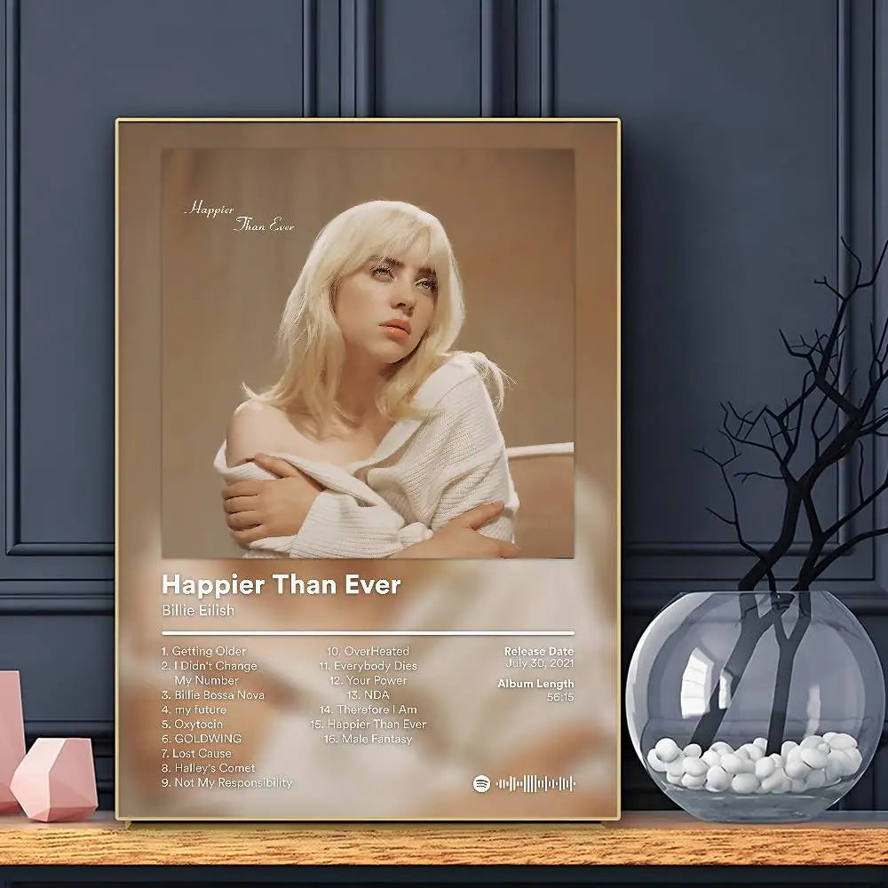 Cantante E-Eilish ÁLBUM CALIENTE Póster Arte HD Pegatina de Pared Impermeable Decoración para Sala de Estar Hogar Bar