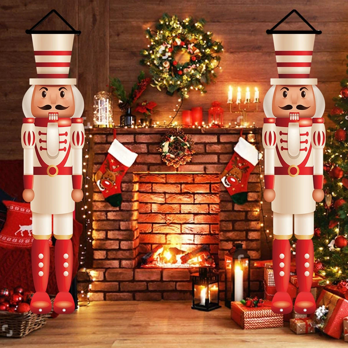 Adornos de Navidad para Puertas, Feliz Navidad para el Hogar 2025, Pancarta para Chimenea o Porche, Decoración Navideña para Año Nuevo