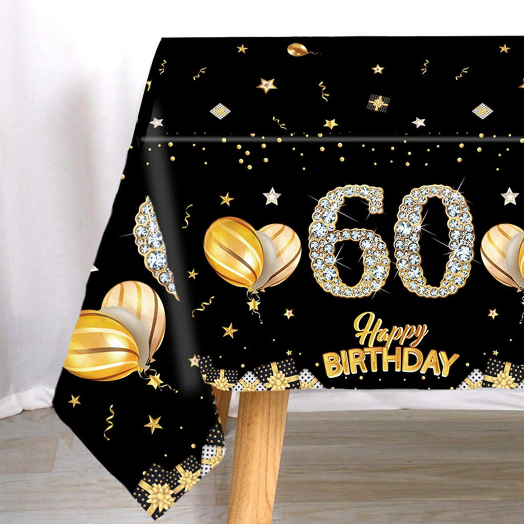 Mantel de plástico negro para cumpleaños 18 30 40 50 60 años, decoración para fiestas de cumpleaños infantiles y de mujeres, suministros para fiestas, recuerdos, aniversario